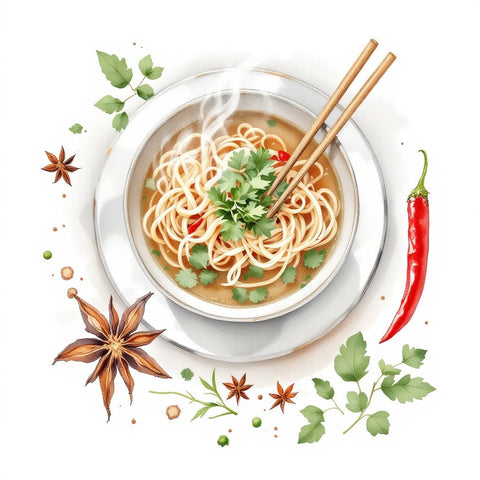 Asian cuisine — watercolor illustration, The Private Chef