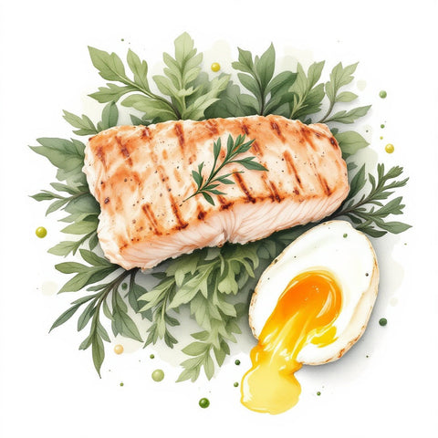 Low carb dishes — watercolor illustration, The Private Chef