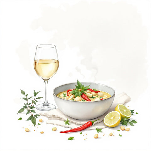 Pairs with Riesling and spice — watercolor illustration, The Private Chef