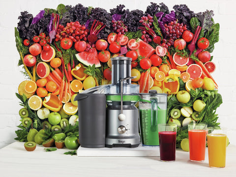 SAGE the Nutri Juicer Cold with fresh produce, lifestyle