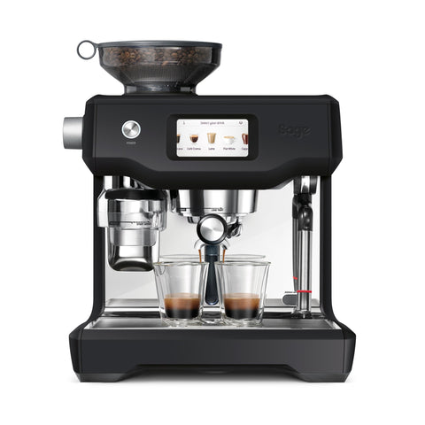 SAGE the Oracle Touch espresso machine, Black Truffle, side view